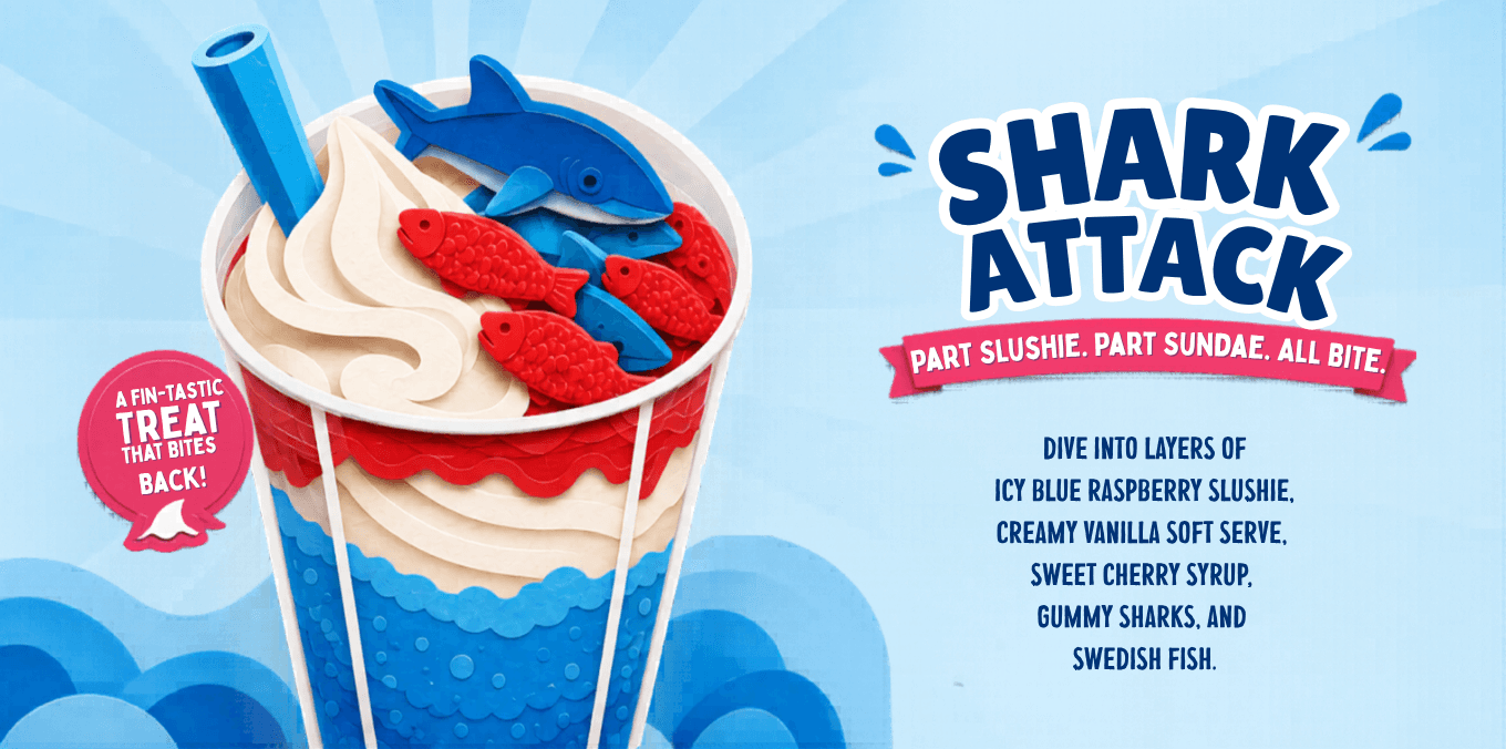 Shark Attack — part slushie, part sundae, all bite