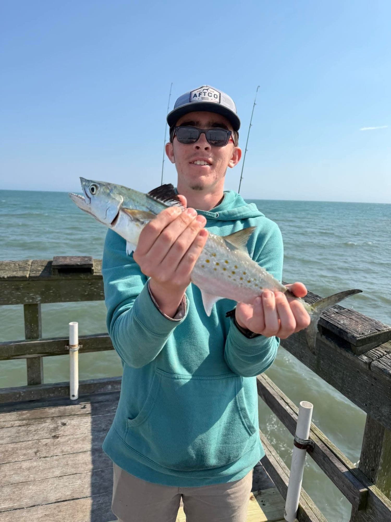 24April2026- Ethan Holt with a 19” Spanish Mackerel! Still whiting and blues coming up 2 at a time out here