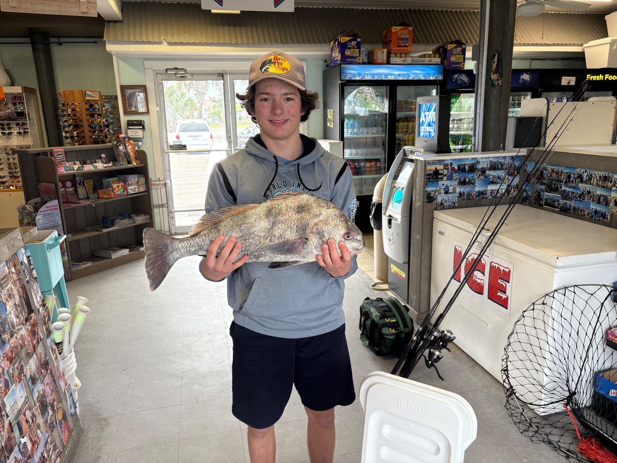 01May2026 Fishing Report. Glenn caught a 24 inch black drum today on shrimp! Whiting and blues biting, Spanish as well.